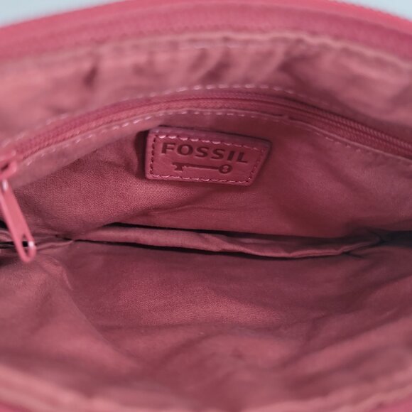 👜 Fossil Leather Pleated Mini Clutch / Crossbody – Rose Pink – Excellent - Picture 7 of 10